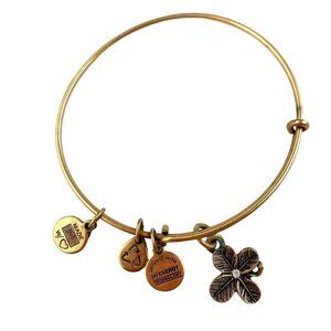 Alex and Ani Four Leaf Clover Charm Bracelet - Gold, Expands 2"- 3.5"